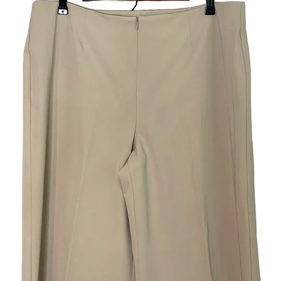 Soft Surroundings Straight Wide Leg Trousers Size 18 Beige Stretch Professional - Picture 3 of 9